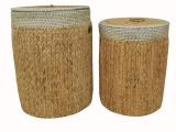 Superior Water Hyacinth Laundry Hamper Set with Rope Rim - Eco-Chic Home Storage